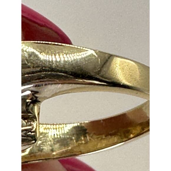 Vintage 14k Yellow Gold Australian Opal Diamond Ring Size 6 Signed T.D. - Picture 9 of 13